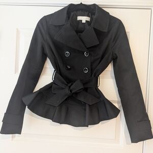 New York & Company Black Peplum Trench Coat